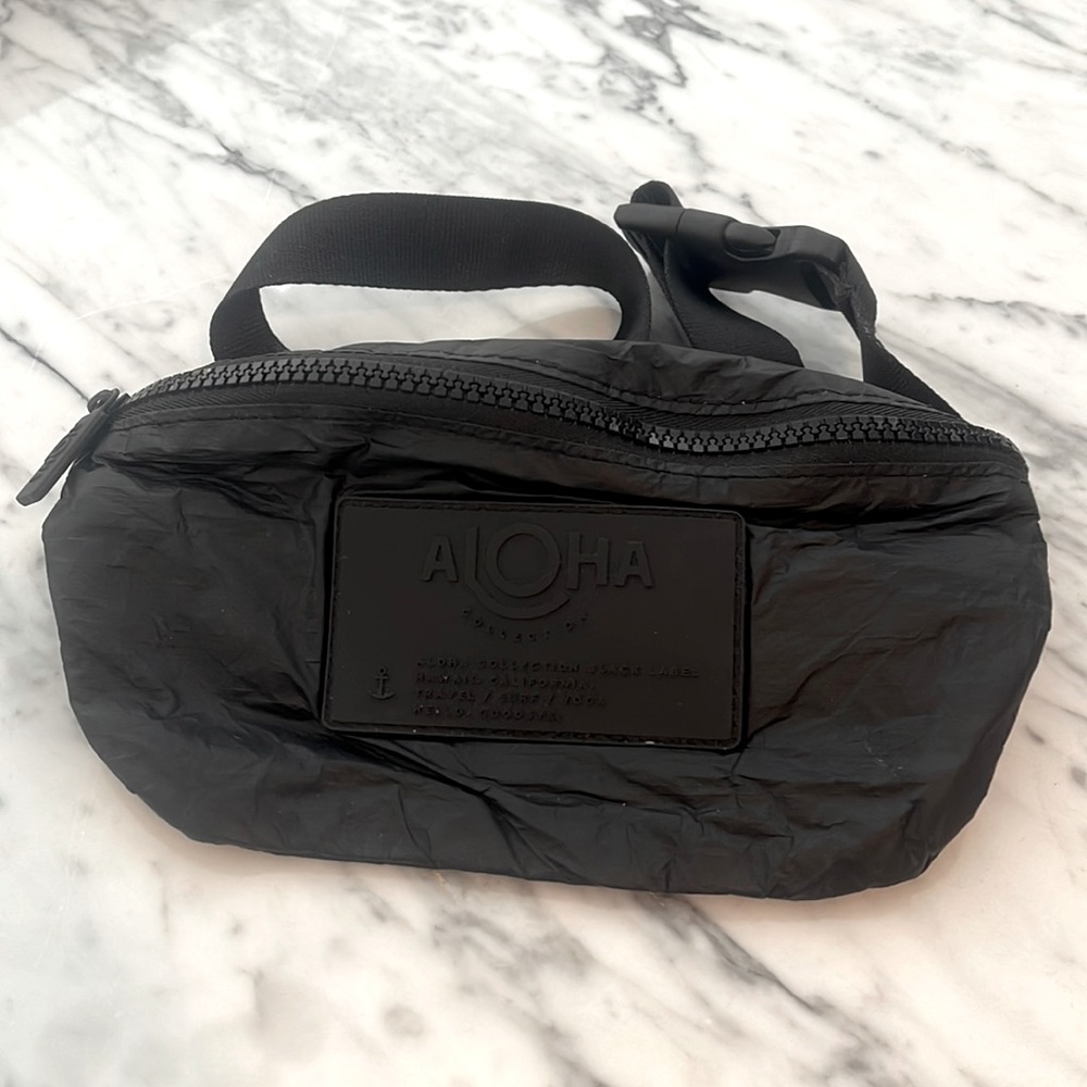 ALOHA Collection Black Nylon Belt Bag